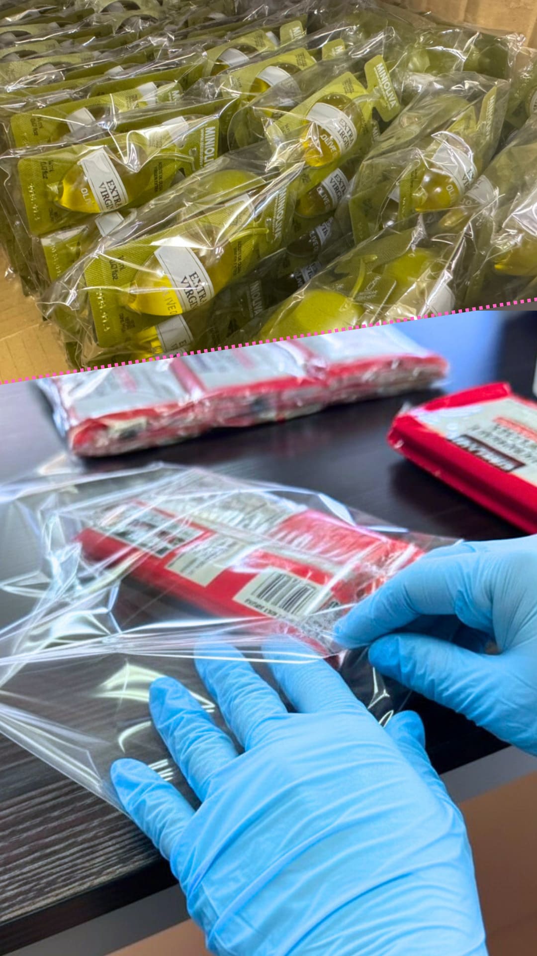 透明な袋に詰めている様子