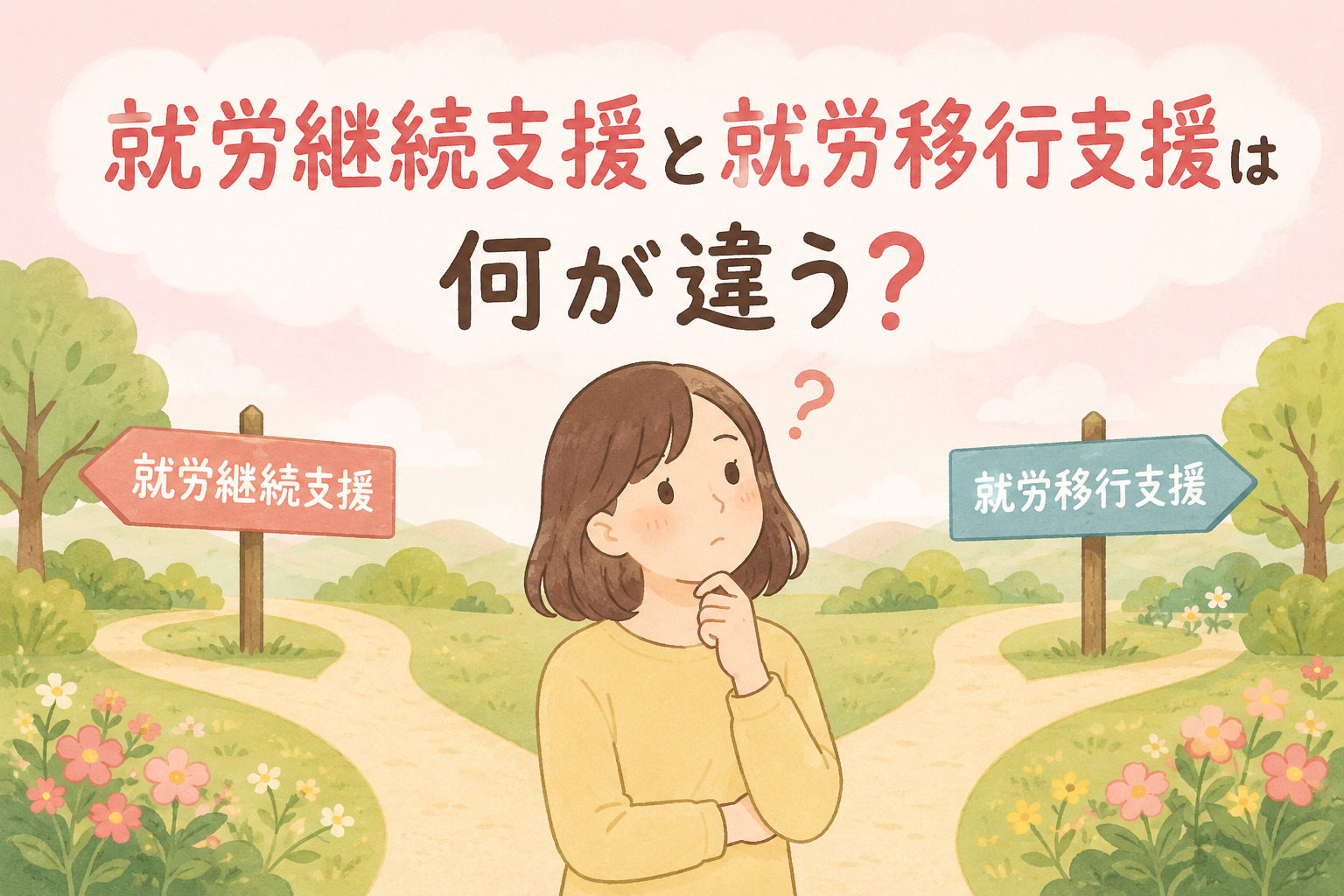 就労継続支援と就労移行支援の違いを比較解説する記事のアイキャッチ