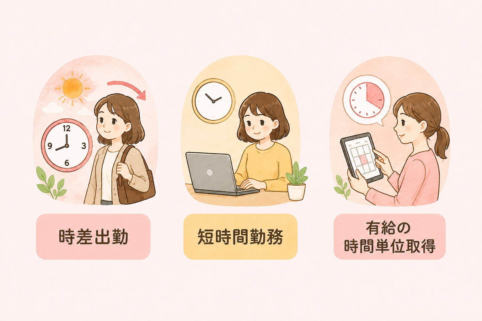 体調や状況に合わせて働き方を調整できる制度のアイコン一覧
