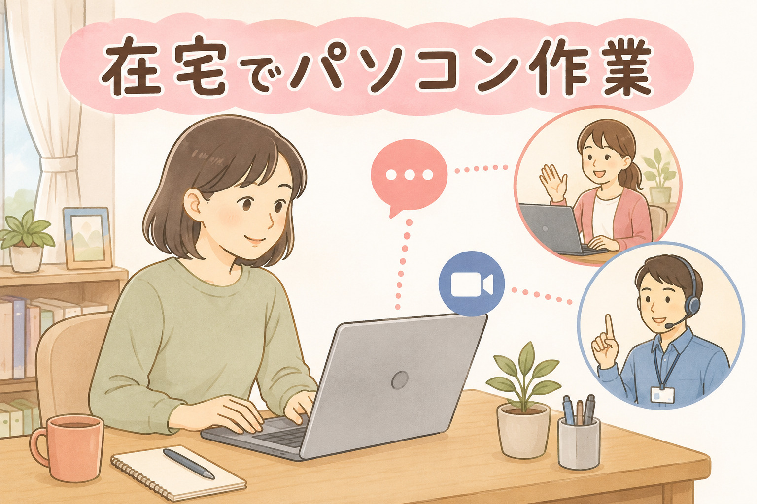 就労継続支援A型の在宅勤務でパソコン作業に取り組むイメージ