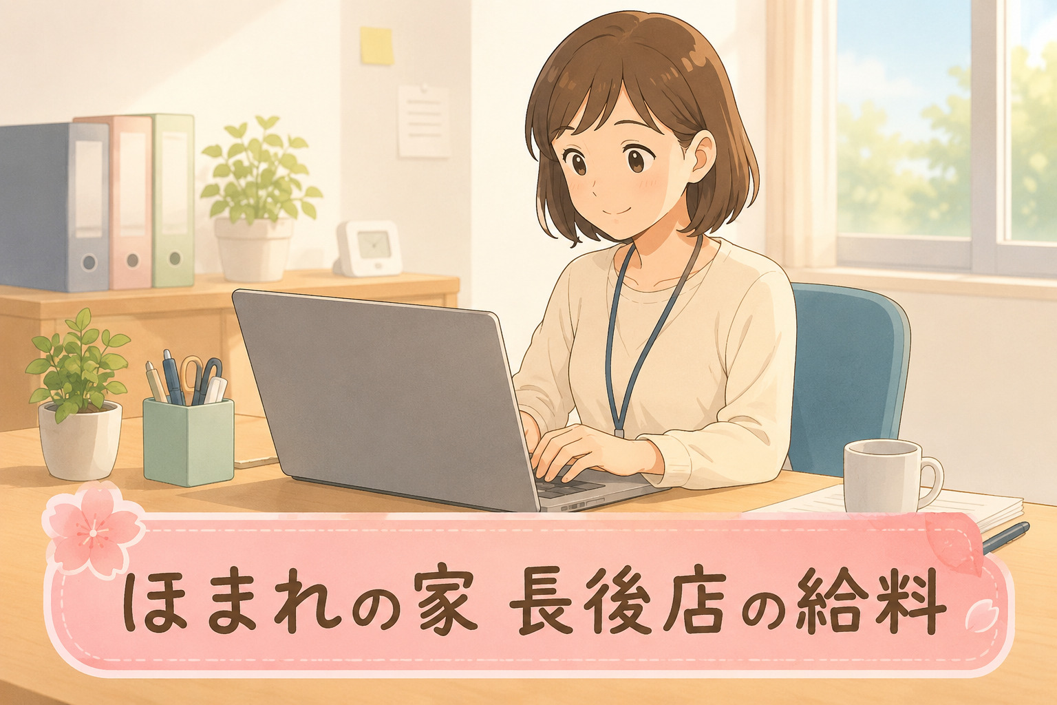 ほまれの家 長後店でPC作業に取り組む様子のイメージ