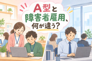 就労継続支援A型と障害者雇用の違いを比較する記事のアイキャッチ