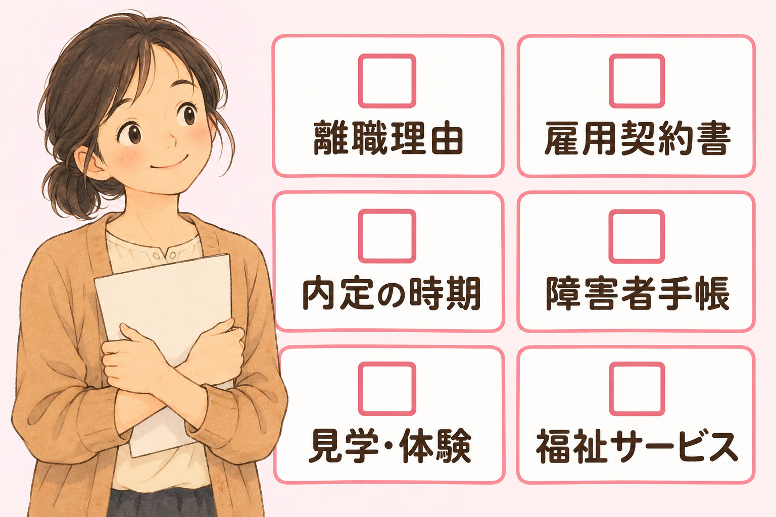 ハローワークの窓口で確認する6つの項目をまとめたチェックリスト